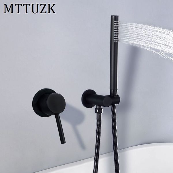 

mttuzk mablack brass bathtub faucet shower set brushed gold wall mounted cold and water mixer faucet with handheld shower