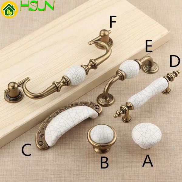 

1 Pc Ceramic Knobs Pulls Dresser Drawer Knob Pull Handles Cabinet Door Handle Pull Antique Bronze White Crack Porcelain