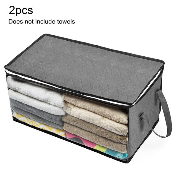 

new non-woven family save space foldable clothes organizer home storage box with zipper quilt storage bag clear window organizer