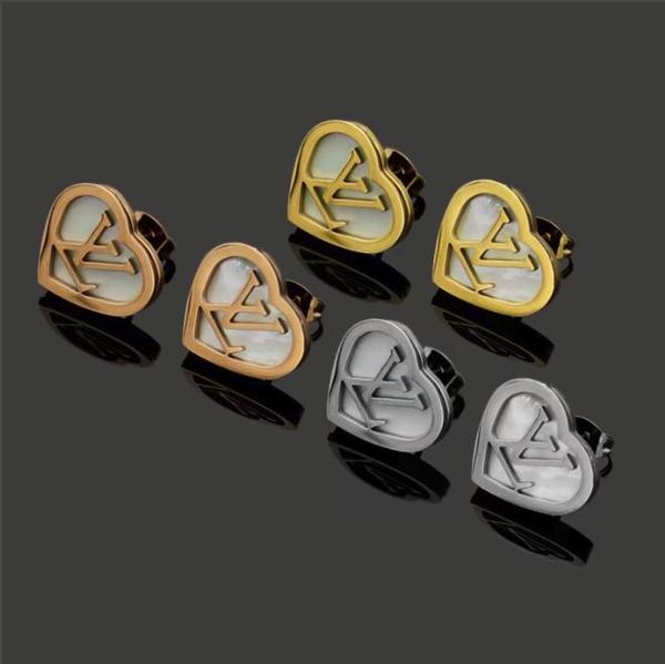 

New luxury de ign titanium teel ro e gold ilver letter heart hell love earring for women girl wedding jewelry whole ale, Silver