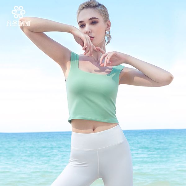 

women yoga shirts vest ladies girls sleeveless crop square neckline sports shirts fitness gym workout running slim top, White;red