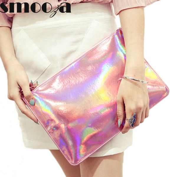

smooza 2018 laser women bags designer clutch bag fashion women messenger bags ladies envelope clutches handbag evening party bag