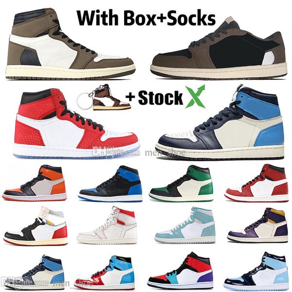 

new 1 high travis scotts low fearless obsidian mens basketball shoes spiderman unc 1s 3 banned bred toe men sport designer sneakers