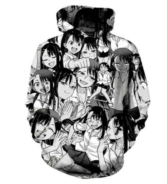 

2019 anime please dont bully me nagatoro fashion 3d printed hoodies women men pullovers outerwear casual hip hop a363, Black