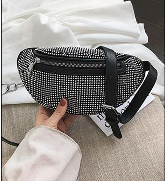 

belt bags chain flash rhinestone shoulder messenger chest bag 2020 new bag female
