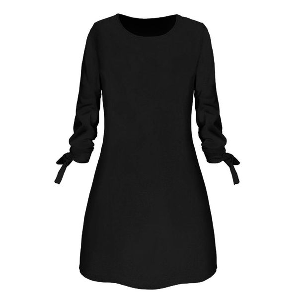 

Women Fashion Solid Plain Bowknot Elegant Dress Spring Loose Dress Ropa Mujer Free Shipping