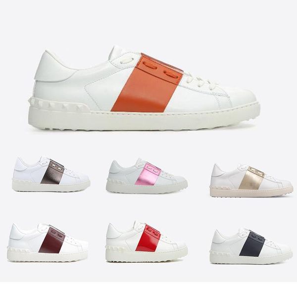 

classic white casual shoes women travel 100% leather lace-up sneaker lady designer running trainers letters woman shoe flat printed men gym, Black