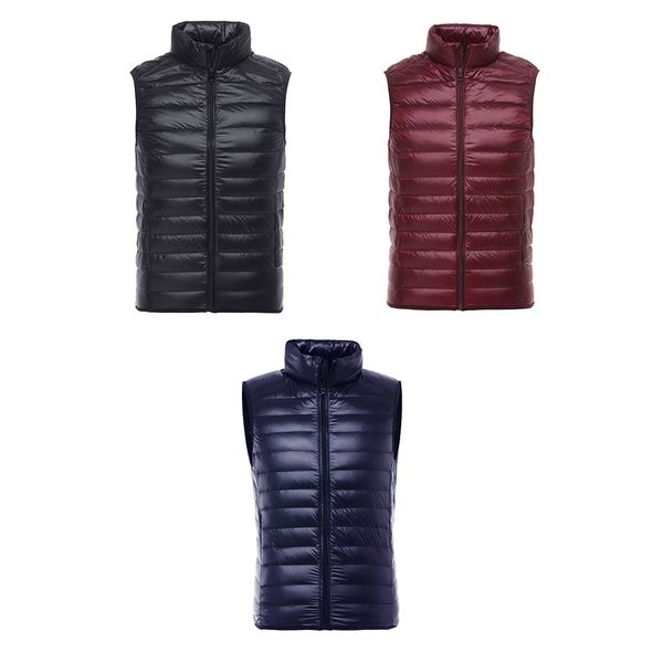 

men packable lightweight down vest male puffer winter high collar coat sh190930, Black