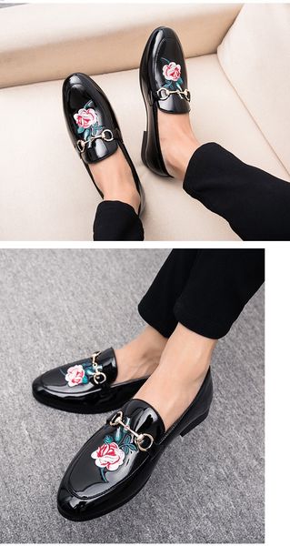 

korean version of men's shoes british casual shoes social boys small shoes men bean tip hair stylist tide, Black
