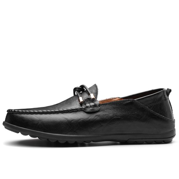 

genuine leather business casual shoes men black non-slip loafers male slip-on breathable moccasins soft comfortable driving shoe