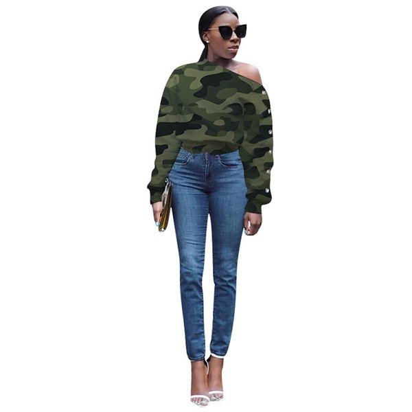 

new arrive camouflage print sweatshirt long sleeve women casual autumn winter hoodies clothing, Black
