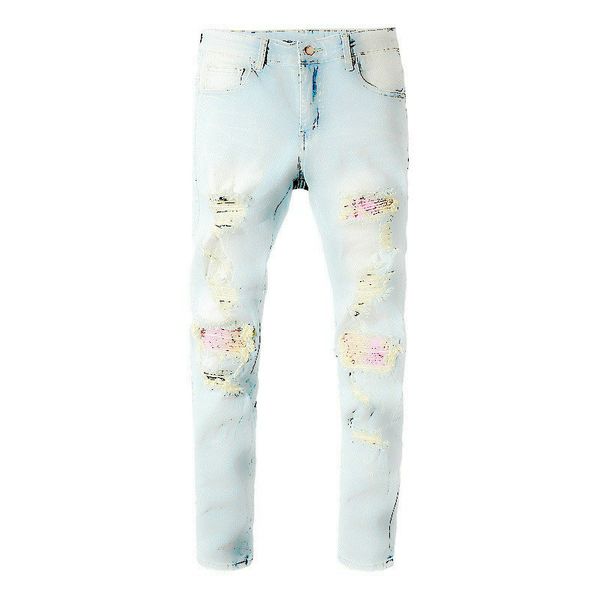 

fashion mens tattered motorcycle cowboy tattered blue brand designer arn23 american slim motorcycle cowboy mens hip hop jean designer
