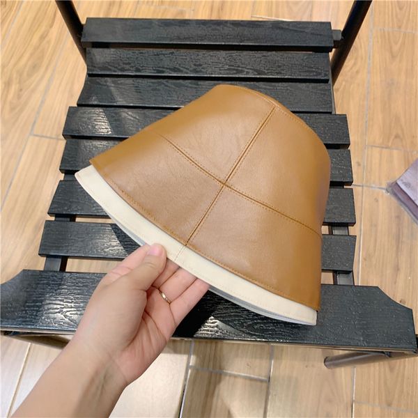 

01910-yuchun469090878 fashion faux leather show model leisure bucket cap men women fishermen hat