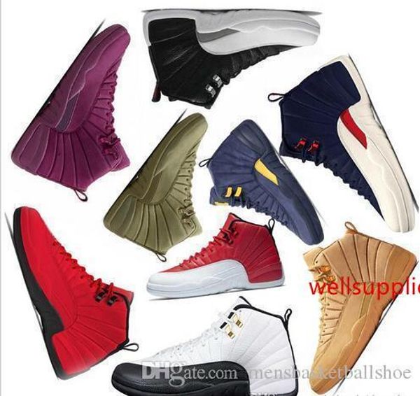 

new 2019 international flight shoe 12 12s japanese culture mens basketball shoes suede deep blue white sports sneakers