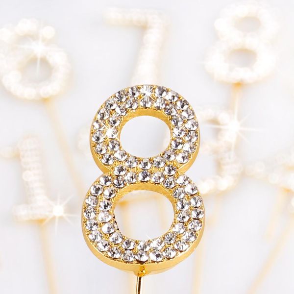 

qifu 1pc gold number cake er dessert decor for birthday party wedding baby shower cake accessories decor tools supplies