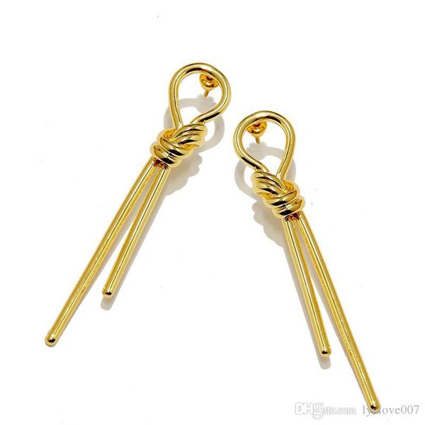 

2019 korea vintage gold metal knot bowknot geometric round circle long stud earrings for women girl wedding party