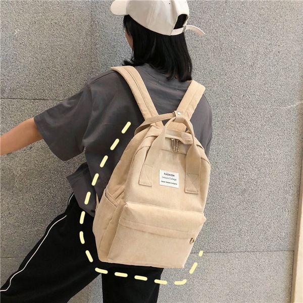 

corduroy backpack simple fashion high school student backpack female travel bag junior high school student schoolbag