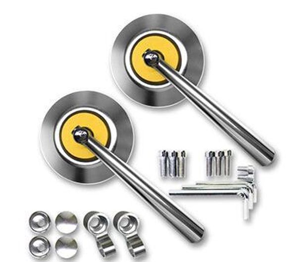 

universal motorcycle cnc aluminum alloy pentagon side rear view mirrors silver yellow
