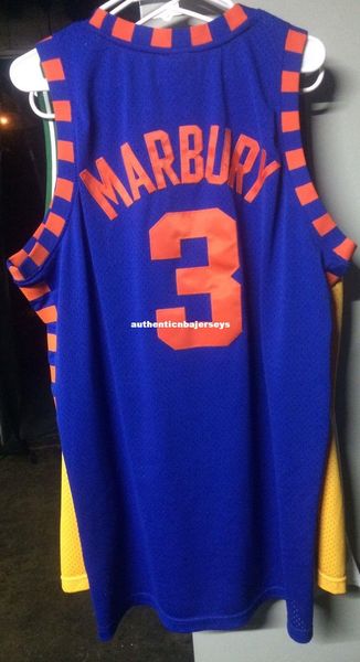 

дешевые оптовые stephon marbury jersey men rb сшитые # 3 футболка жилет сшитые баскетбольные майки ncaa, Black;blue