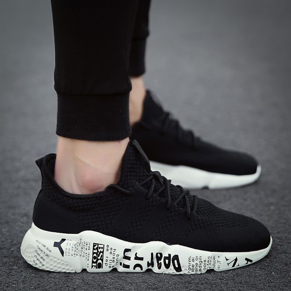 

2019 new spring and autumn classic new men's shoes low-cut casual flyweather men's fashion low to help fashion men casual shoes, Black