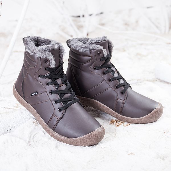 

men big size winter hiking boots with fur warm snow walking barefoot shoes male waterproof leather trekking outdoor boots