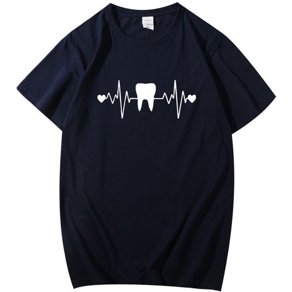 

funny tooth teeth dentist heartbeat t-shirt men cotton short sleeve t shirt hip hop tees harajuku streetwear fitness, White;black