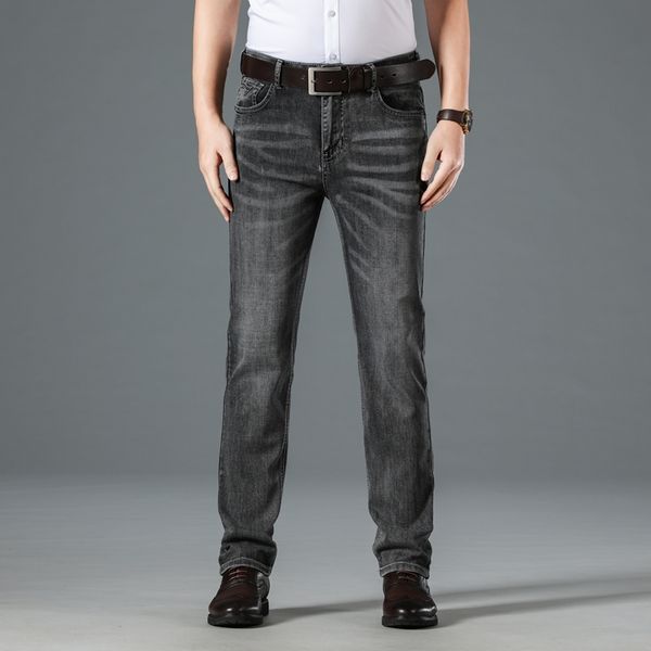 

2020 new brand men's slim jeans fashion stretch retro old jeans male denim trousers pants grey, Blue