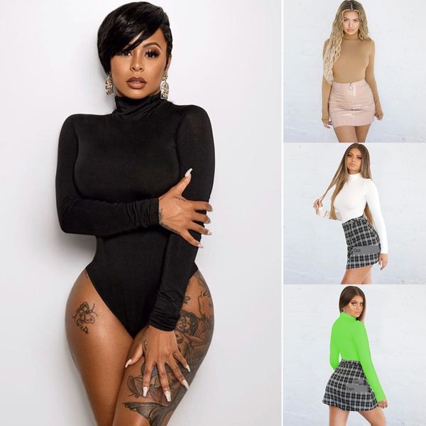 

женская дизайнерская мода dresslarge размер с длинным рукавом высокий воротник тонкий сексуальный jumpsuitdb5a, Black;gray