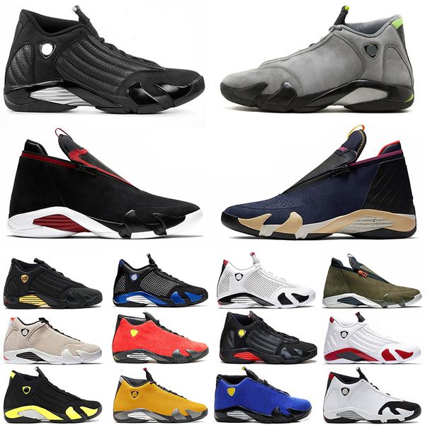 

new style 14 14s reverse last smen basketball shoes og black blue thunder red suede last sblack yellow dmp sneakers 7-13, White;red