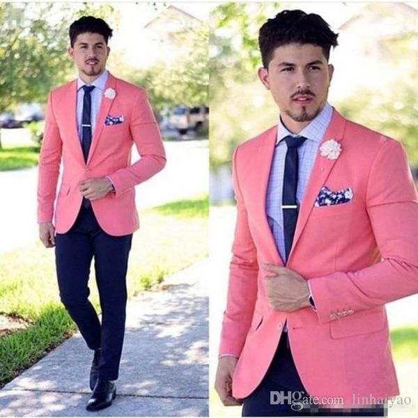 

classy peach wedding mens suits slim fit bridegroom tuxedos for men two pieces groomsmen suit formal business suit(jacket+pants, White;black