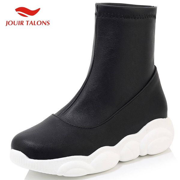 

jouir new arrivals plus size 30-46 dropship slip on casual boots woman shoes women increasing heels ankle boots, Black