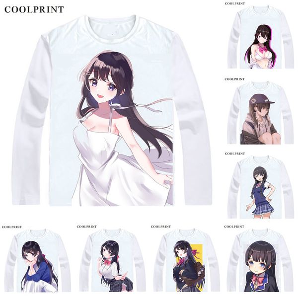 

tsukino mito channel t shirt virtual youtuber vtuber artificial intelligence ai men t-shirt casual vintage printed long sleeve shirts, White;black