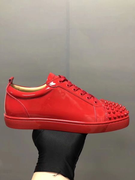 

designs fashion spike loafer dress shoes red bottom sneaker luxury party wedding shoes genuine leather spikes lace-up casual shoes, Black