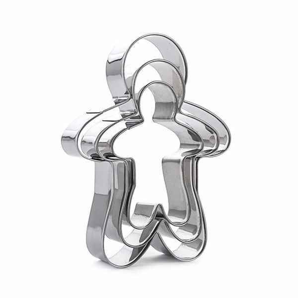 

3pcs stainless steel gingerbread man cookie moulds durable fondant cutters kitchen baking tool for new year christmas