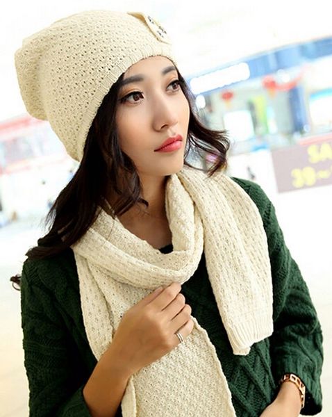 

winter not cold warm twinset cap and scarf double wool thermal breathable cozy 5color 1set brand new arrive, Blue;gray