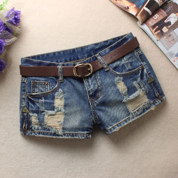 

shorts for women woman shorts 2019 summer womens trendy hole denim shorts fashion beggars jean low waist without belt, White;black