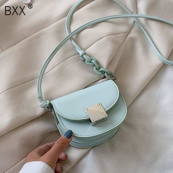 

bxx] сплошной цвет мини искусственная кожа crossbody седельные сумки для женщин 2020 элегантная цепь плеча сумки женские дорожные сумки hm2