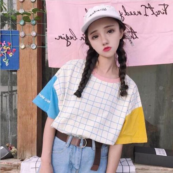 

harajuku стиль женская футболка весна лето мода печати с коротким рукавом o шеи хлопок женские топы повседневная свободная футболка femme, White