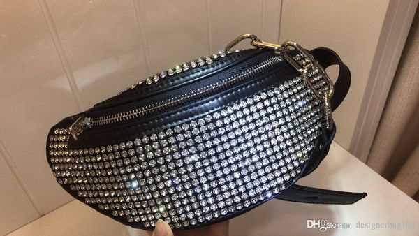 

fashion fannypack luxury designer woman waist bag cross body chest bag small belt bag strap shoulder bags leather diamond decoration handbag