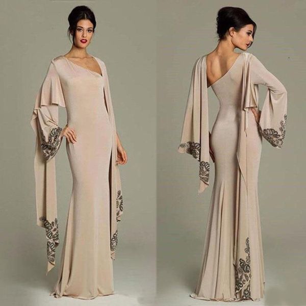 

elastic silk like satin mother evening dresses 2020 mermaid portrait neck applique long sleeves formal prom party wear custom made, Black;red