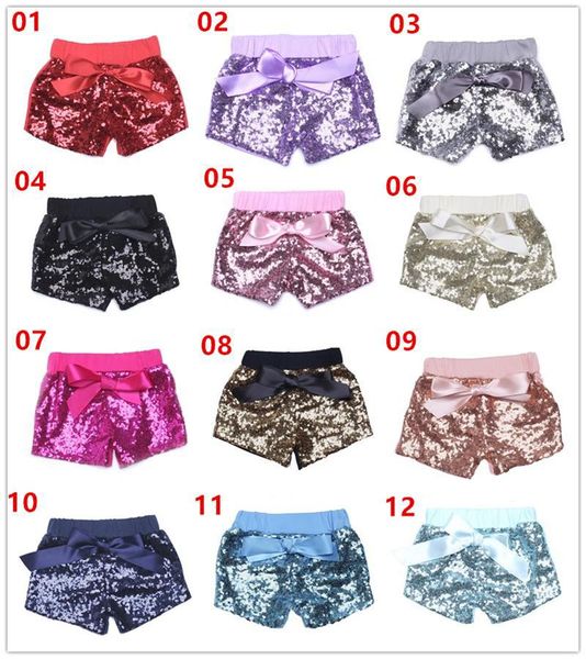 

14 colors baby girls sequins shorts pants casual pants fashion infant glitter bling dance boutique bow princess shorts kids clothes, Black