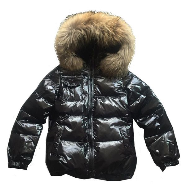 

children down jacket winter natural fur collar toddler clothes kids warm outerwear coat for baby boys girls 85-145cm snow parkas, Blue;gray