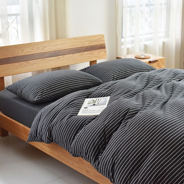 

geometric striped comforter bedding sets soft cozy warm cotton duvet cover set bed linen pillowcase  king size 4pcs sets