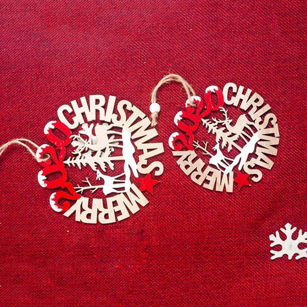 

2020 christmas tree hollow decorations wooden hanging christmas pendant drop letters hanging decoration