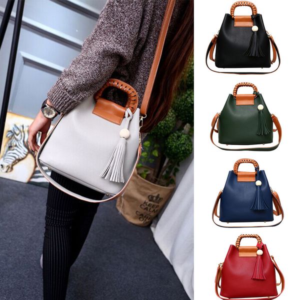 

women 's fashion flowing wood ball tassel weaving handbag shoulder messenger bag