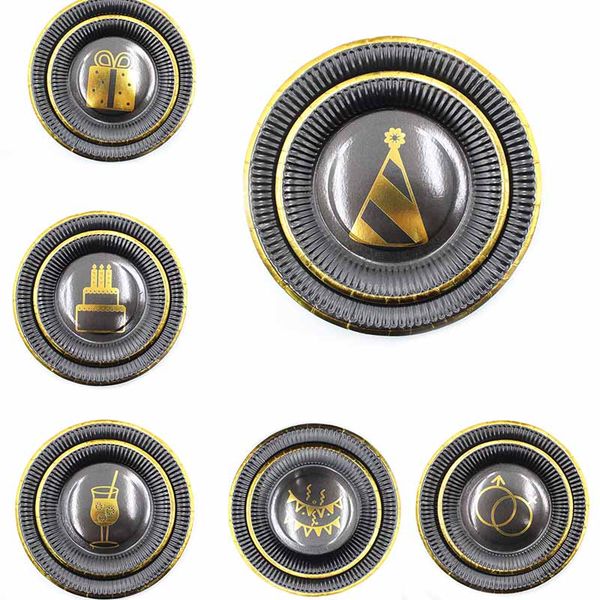 

65шт день рождения свадебные украшения черная одноразовая посуда чашки тарелки бумажные соломинки праздничные принадлежности детский душ сув