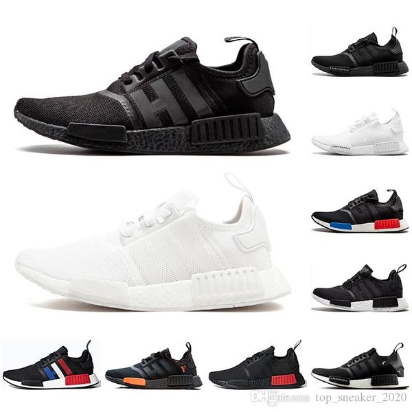 

with socks nmd r1 bred triple black white red aero blue running shoes for men women mens trainers sports sneakers