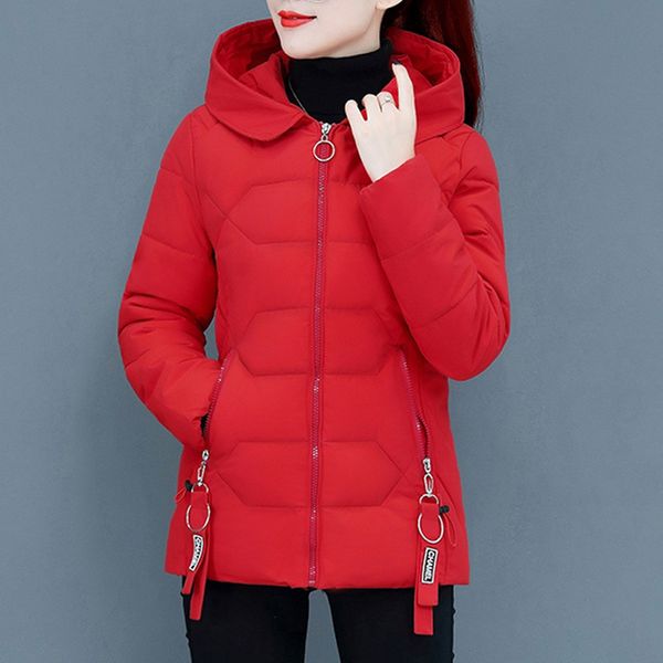 

fashion women solid hooded winter autume zipper thick warm jacket coat outwear female padded parka women's overcoat 10.4, Black
