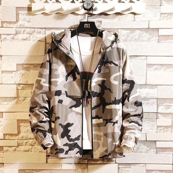 

2019 spring autumn men's jackets camouflage hooded coats casual zipper male windbreaker men brand clothing, Black;brown
