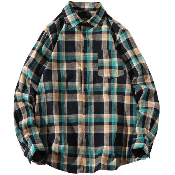

spring youth new long-sleeved shirt handsome shirt men's plaid wild tide ds84, White;black